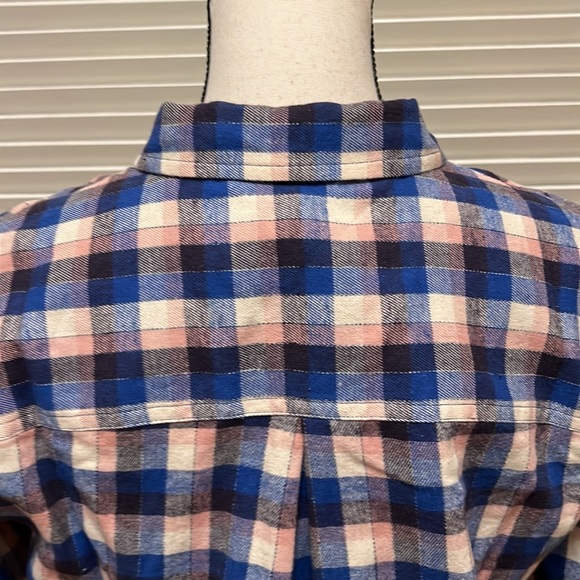 26.Madewell Plaid Flannel Tie-Front Shirt in Blue Shadow, Size Medium, NWOT - Picture 14 of 17